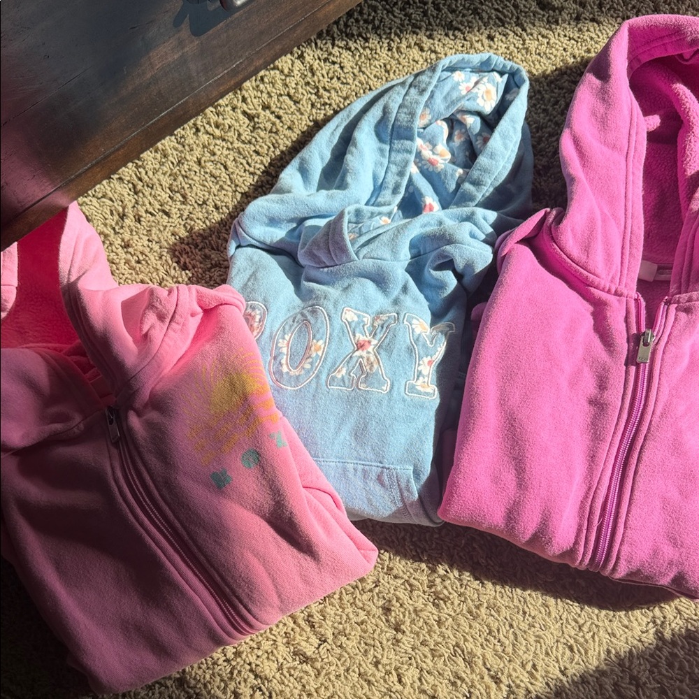 Roxy Girls' Pink and Light Blue Hoodies - Kids Sweatshirts